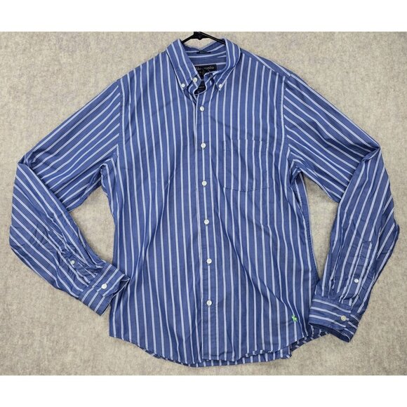 Abercrombie & Fitch Blue White Striped Long-Sleeve Button-Down Shirt Muscle Fit - Picture 1 of 6